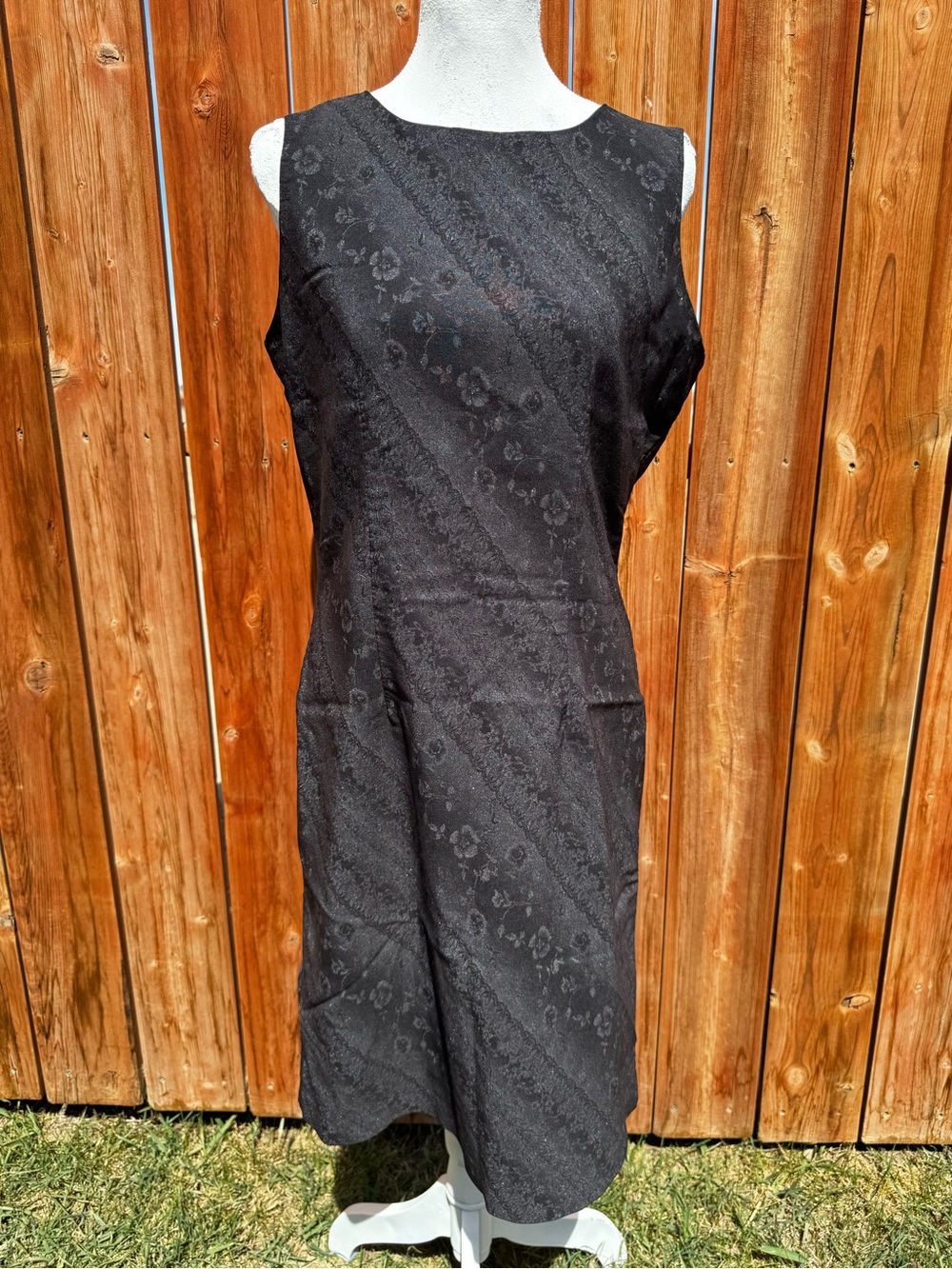 90s/Y2K Ricki's Black Sleeveless Jacquard Midi Dress
